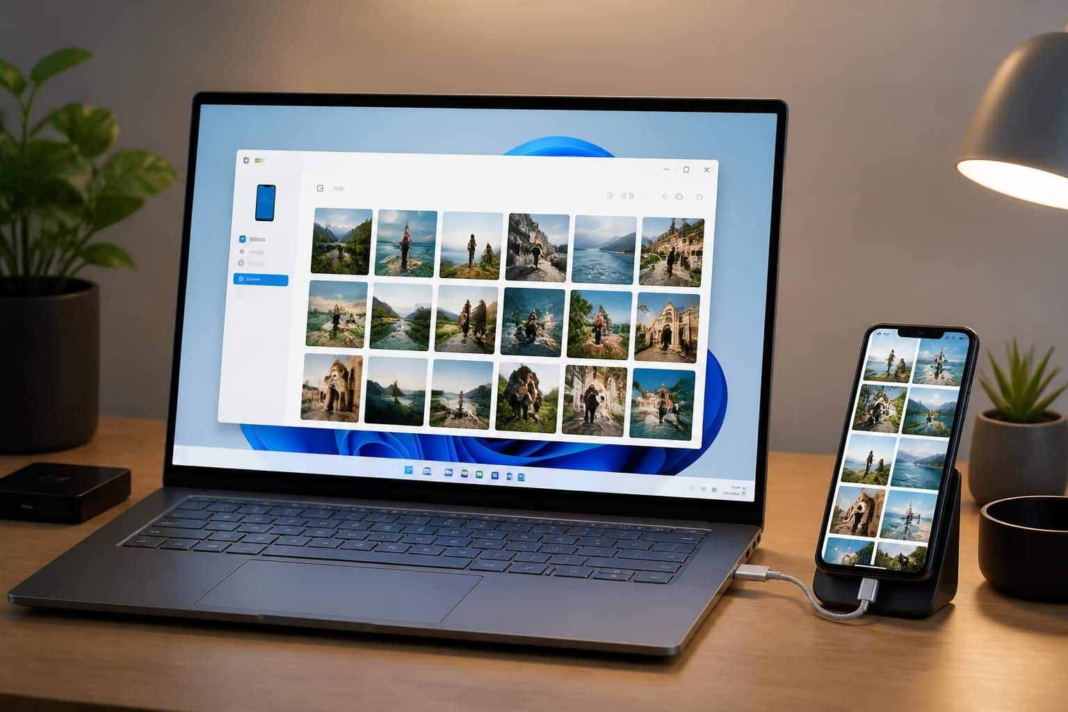 découvrez comment l'application native photos de microsoft utilise le câble de transfert usb pour importer facilement vos photos d'iphone vers un pc sous windows 11.