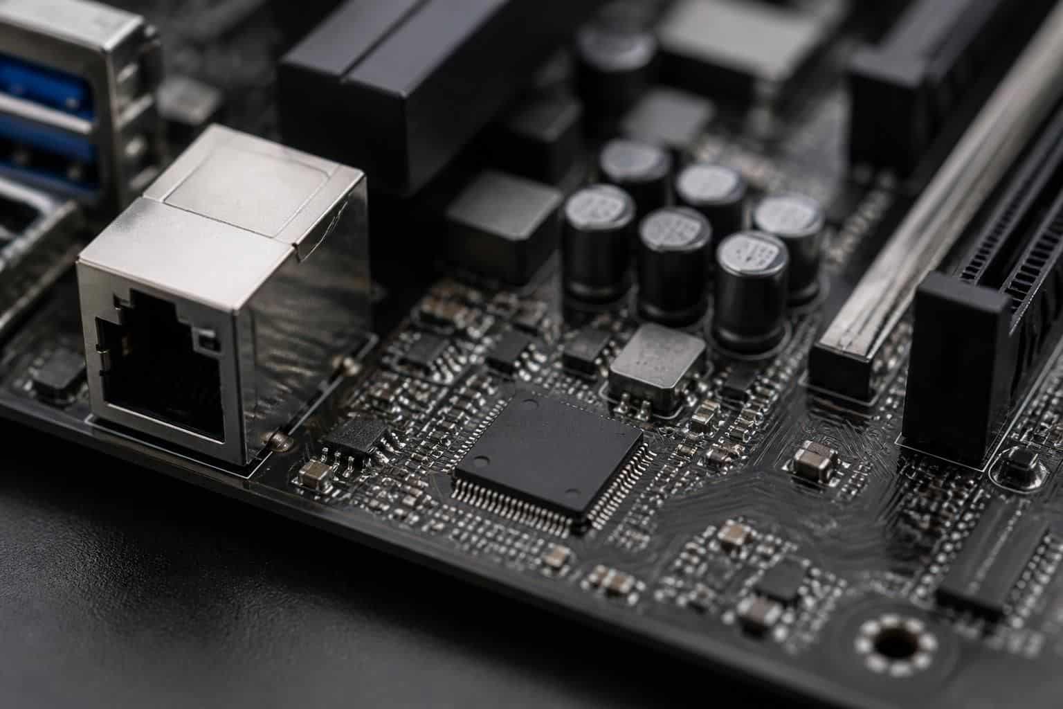 découvrez le contrôleur réseau câblé intégré à la carte mère utilisant le module de connexion realtek ethernet pour windows 11, garantissant une connexion stable et performante.